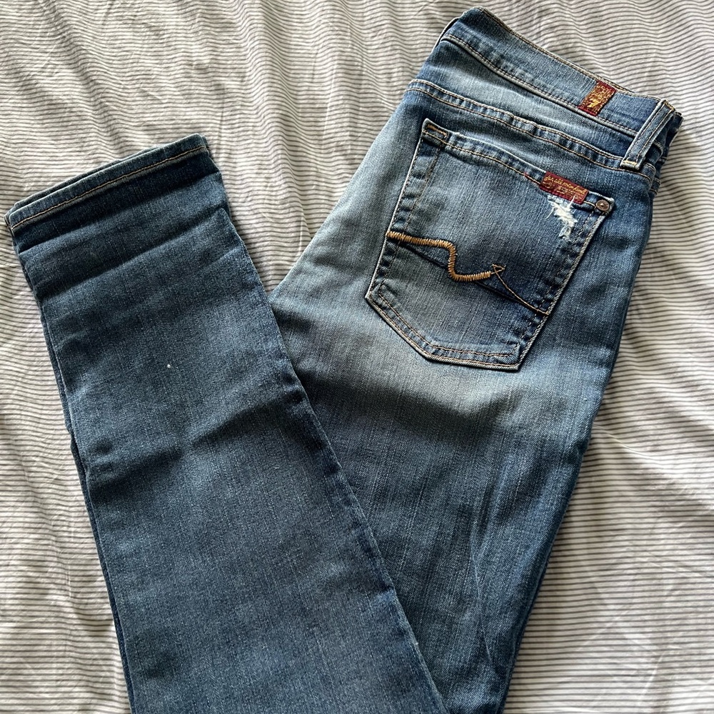 7 For All Mankind Dark Blue Skinny Jeans